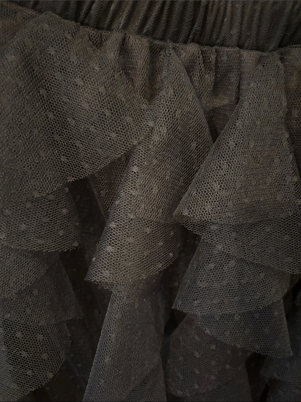 Black Layered Tulle Ruffle Skirt